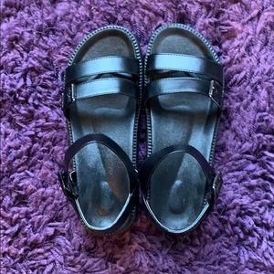 Black buckle sandals